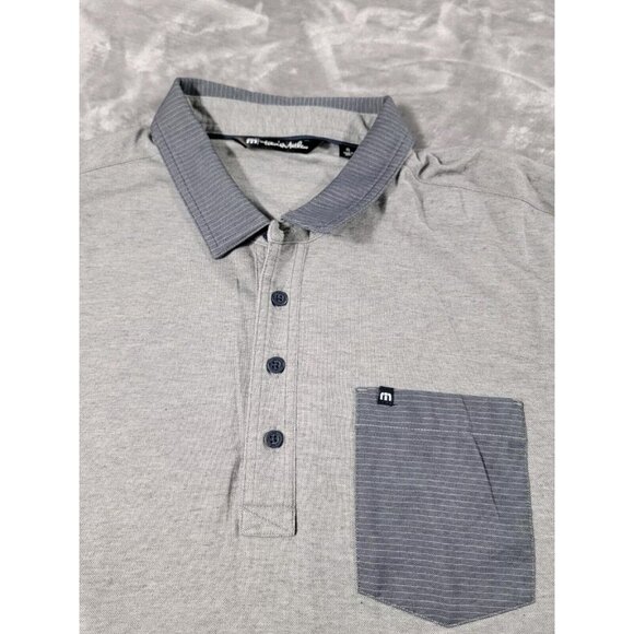 Travis Mathew Polo Shirt XL Heather Gray Short Sleeve, front pocket, Casual‎ - Picture 2 of 7